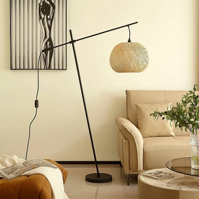 Afbeelding van Lindby Vloerlampen 1licht Bamboe, ijzer H: 165 cm E27 hel hout