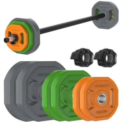 Afbeelding van Tunturi Aerobic Pump Gewichtenset 20kg Halterset Met 6 schijven Incl. halterstang rubberen beschermlaag gratis fitnessapp