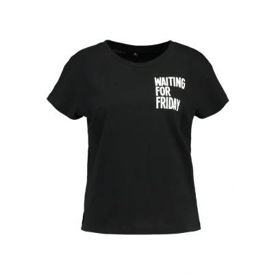 Afbeelding van Mister TEE Ladies Waiting FOR Friday BOX Tshirt print, Dames, Maat: XS, Black