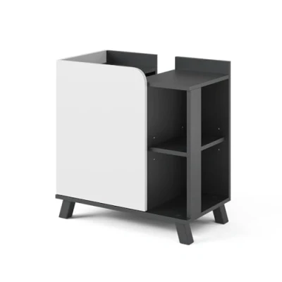 Afbeelding van Vicco KarenWastafelonderbouw 60 x 65 cm met deur en open vakken Antraciet/wit