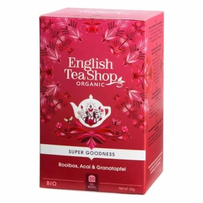 Afbeelding van English Tea Shop rooibos Biologische acaibessen en granaatappel thee zonder theïne Doos met 20 zakjes infusie