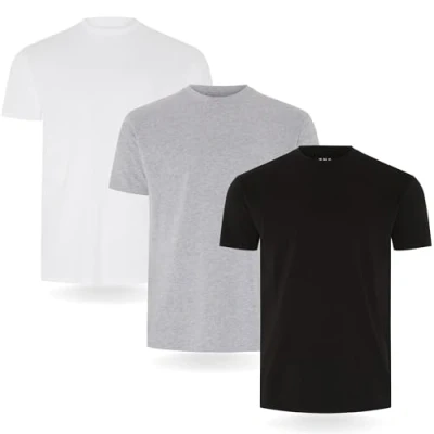 Image de FM London Lot de 3/5 T shirts à manches courtes pour homme, Noir/gris/blanc (lot 3), XL