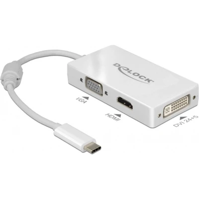 Afbeelding van Delock Externe video adapter USB C DVI, HDMI, VGA wit