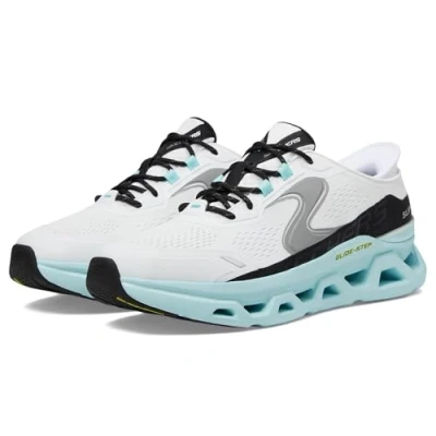 Afbeelding van Skechers Hands Free Slip ins Glide Step Altus Sneakers voor heren, Witte hotmelt mesh blauwe rand