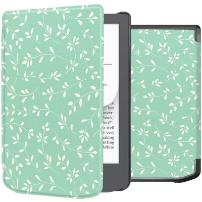 Afbeelding van imoshion Design Slim Hard Case Bookcase voor de Pocketbook Verse Lite Smoke Green Flowers