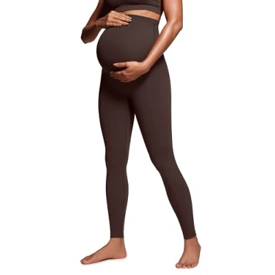 Afbeelding van CRZ Yoga Legging de maternité Butterluxe pour femme 28 pouces Workout Activewear Pantalon grossesse doux au beurre, Hot Fudge Brown, S