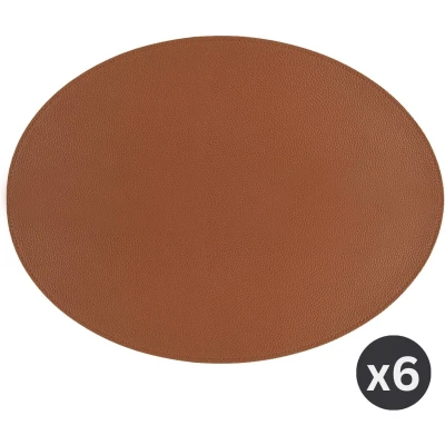 Afbeelding van ZICZAC Placemat TRUDO SET/6 lederlook 33x45 cm Ovaal, karamel