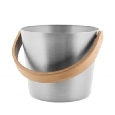 Afbeelding van Rento Sauna Emmer met een beugel van bamboehout Aluminium Naturel (5L)
