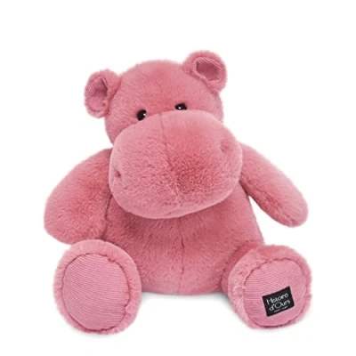 Afbeelding van Histoire d&#039;Ours Nijlpaard pluche dier Hip&#039;Fun Donkerroze 40 cm Groot zacht en schattig voor knuffels cadeau idee geboorte verjaardag kinderen HIPPO HO3102