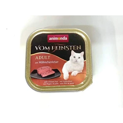 Afbeelding van 32x100g Adult met Kippenlever animonda Vom Feinsten Kattenvoer