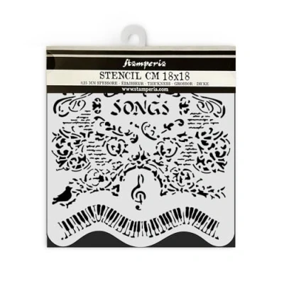 Afbeelding van Stamperia Music Thick Stencil 18x18cm Songs And Piano (KSTDQ119)