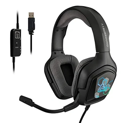 Image de The G Lab Korp Cobalt 7.1 Casque Gaming Surround Sound Micro Gamer Audio Haute Qualité, Rétroéclairage RGB, Microphone Flexible, Léger et Confortable, Compatible PC &amp; PS4 PS5