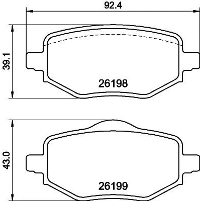 Afbeelding van HELLA 8DB 355 040 971 Remblokkenset Niet geschikt voor slijtage waarschuwingscontact Met remzadelschroef toebehoren PEUGEOT: 208 II Hatchback