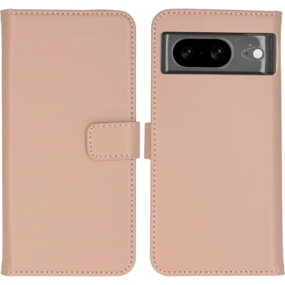 Afbeelding van Selencia Hoesje Geschikt voor Google Pixel 8 Met Pasjeshouder Echt Lederen Bookcase roze