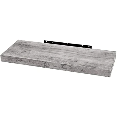 Afbeelding van Woltu RG9316 wandrek voor CD&#039;s en boeken, Grijs 110 x 22,9 3,8 cm, eik grijs. cm