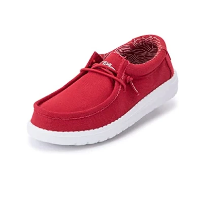Afbeelding van Hey Dude Wally Youth Basic Moc Toe jongensschoenen, Rood