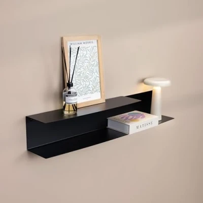 Afbeelding van Stalux Dubbele wandplank &#039;Riser&#039; L, 90cm, kleur zwart