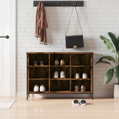 Afbeelding van Schoenenkast 100x35x70 cm bewerkt hout gerookt eikenkleurig