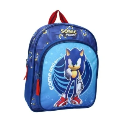 Afbeelding van mybagstory Rugzak Sonic Blauw Kind School Kleuterschool Kinderkamer Basisschool Schooltas Jongen Maat 30 cm Verstelbare bandjes Cadeau idee, Blauw, cm,