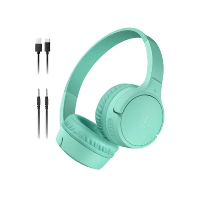 Image de Belkin SoundForm Mini Écouteurs avec micro sur oreille Bluetooth sans fil, filaire jack 3,5mm menthe