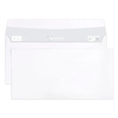 Afbeelding van Clairefontaine 5945C doos met 500 witte DL enveloppen, 110 x 220 mm, zelfklevend, 80 g/m²