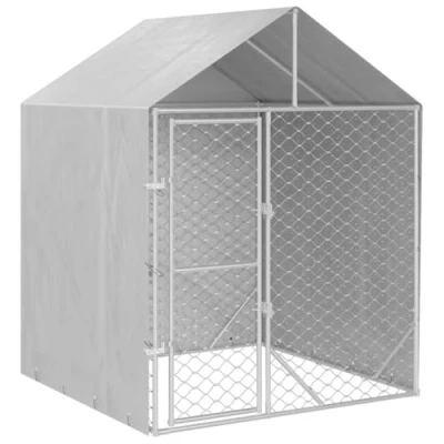 Afbeelding van vidaXL Hondenkennel met dak 2x2x2,5 m gegalvaniseerd staal zilver