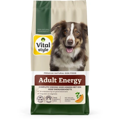 Afbeelding van VITALstyle Hond Energy Geperste Hondenbrokken Extra Energie Voor Optimale Prestatie Met o.a. Brandnetel &amp; Meloen 10 kg