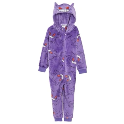Afbeelding van Pokémon onesie met capuchon voor kinderen, 3D fleece en ritssluiting, Gengar