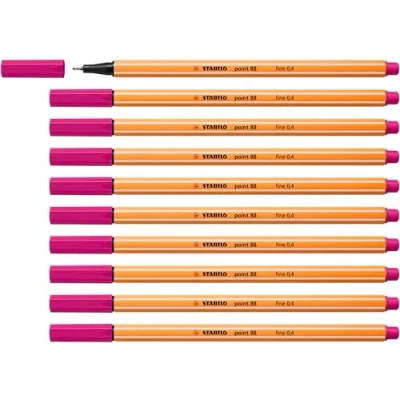 Afbeelding van Fineliner STABILO point 88 10 stuks rozerood