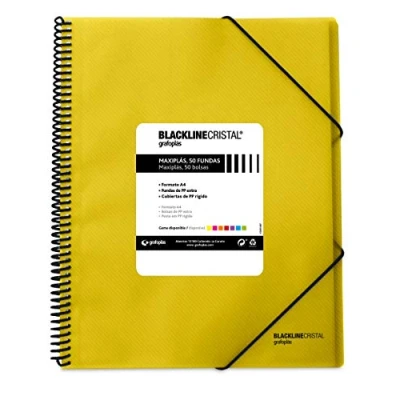 Afbeelding van Grafoplas 39835260 map van polypropyleen met 50 hoesjes, A4, geel, Maxibans Blackline Cristal