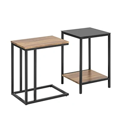 Afbeelding van SoBuy FBT99 F Set van 2 stapelbare uittrekbare tafels voor bank of laptop