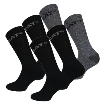 Afbeelding van Caterpillar Outdoor Socks 6 paar herensokken, vochtcontrole, versterkte teen en hiel, katoen, grijs.