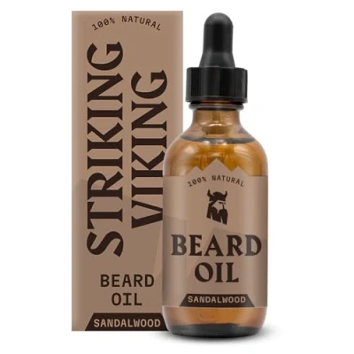 Afbeelding van Striking Viking, Baardolie Conditioner sandelhout geur natuurlijke biologische formule met theeboom, argan en jojoba olie voor mannen bevordert de groei