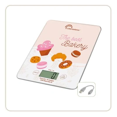 Afbeelding van LITTLE BALANCE 8717 Slim Bakery USB R, keukenweegschaal zonder batterij, oplaadbaar, USB, herbruikbaar, 5 kg,
