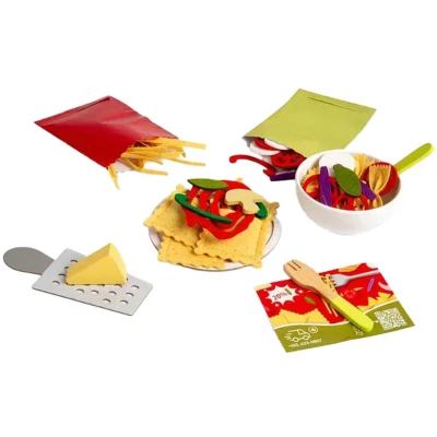 Afbeelding van Bigjigs Toys Pasta For Two Lot de 64 jeux alimentaires en bois pour enfants Accessoires jeu Cadeaux Âge 18 mois +