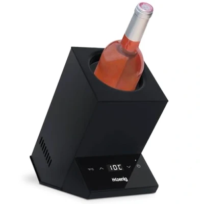 Afbeelding van H.Koenig Wijnkoeler LVX26, witte wijn, rode roze, champagne, tot 9 cm diameter, temperatuur instelbaar van 5 18 celsius, digitale bediening, vermogen: 72 W