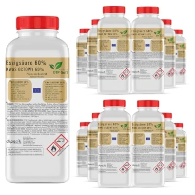 Afbeelding van 12 x 1 liter azijnzuur 60% hoogwaardige azijnessence (12 l)