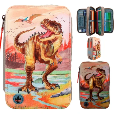 Afbeelding van Depesche Dino World 3 vaks etui T rex