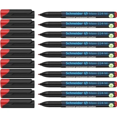 Afbeelding van universele marker Schneider Maxx 224 M permanent rood doos met 10 stuks