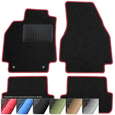 Afbeelding van moto MOLTICO Set van 4 zwarte velours automatten voor Nissan Qashqai II vanaf 2013 (rode stiksels)