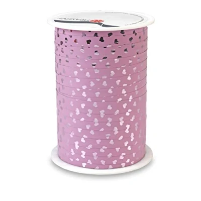 Afbeelding van Krullint Hartjes Roze Metallic 10mm