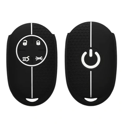 Afbeelding van kwmobile Autosleutelhoes compatibel met Fiat 500E autosleutel 4 knoppen autosleutelaccessoire zachte siliconen hoes zwart wit