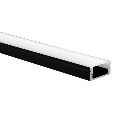 Afbeelding van LED strip profiel Potenza zwart (RAL 9005) laag 1m incl. melkwitte afdekkap