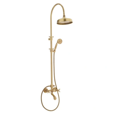 Afbeelding van PB klassieke Bad Doucheset opbouw met regendouche sterknoppen brons 1208855872