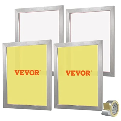 Image de VEVOR Lot de 4 Cadres Sérigraphie Kit Cadre en Aluminium 50,8 x 61 cm avec Maille 355 Polyester Réutilisable Nettoyage Facile Accessoires Tissu Papier Plastique
