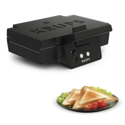Image de Krups fdk 451 appareil à croque monsieur 850 w, plaques 25 x 12 cm (noir)