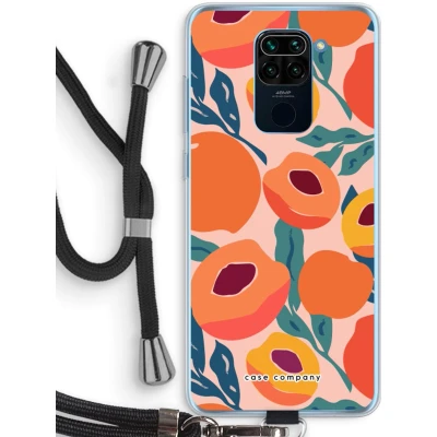 Afbeelding van Case Company® hoesje met Koord geschikt voor Xiaomi Redmi Note 9 Perzik Telefoonhoesje Zwart Bescherming aan alle Kanten en Over de Schermrand