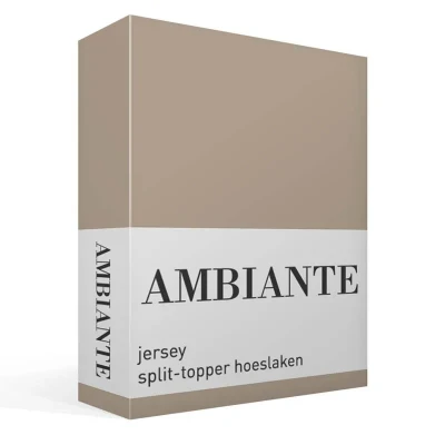 Afbeelding van Hoeslaken Lits Jumeaux 200x200 Ambiante Jersey Taupe 2 Persoons