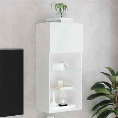 Afbeelding van vidaXL Tv meubel met LED verlichting 40,5x30x90 cm wit