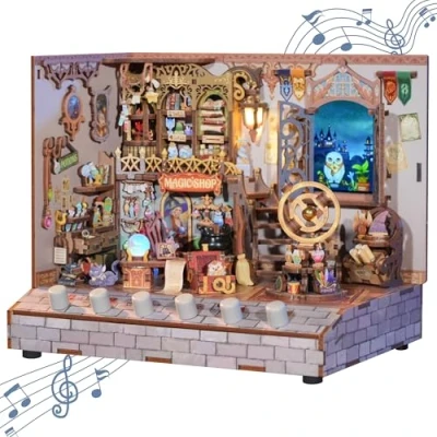 Afbeelding van Tonecheer DIY miniatuur huis 3D houten puzzel modelbouwset diorama modelbouw knutselset (magische winkel)